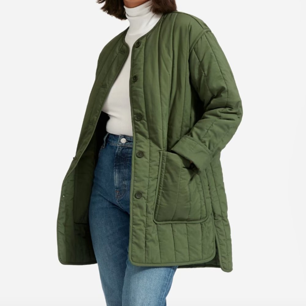Everlane The Cotton Quilted Jacket in Clover, Small